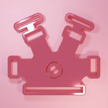 Pembe yangın musluğu simgesi pembe arkaplanda izole edilmiş. Minimalizm kavramı. 3 Boyutlu resimleme.