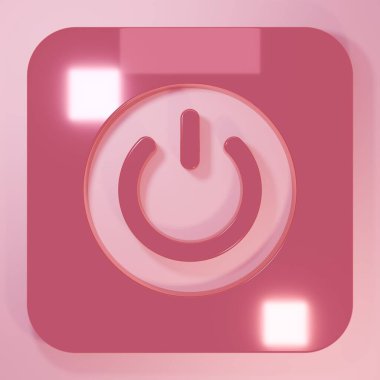 Pembe Güç simgesi pembe arkaplanda izole edildi. Başlat işareti. Minimalizm kavramı. 3 Boyutlu resimleme.