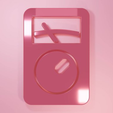 Pembe Ampere ölçer, çoklu metre, voltmetre ikonu pembe arka planda izole edilmiş. Elektrik akımını ölçmek için araçlar. Minimalizm kavramı. 3 Boyutlu resimleme.