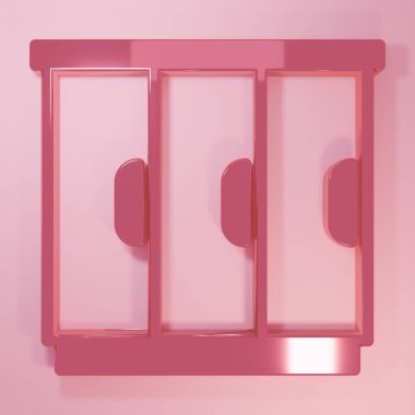 Pembe Gardırop ikonu pembe arka planda izole edilmiş. Dolap tabelası. Minimalizm kavramı. 3 Boyutlu resimleme.