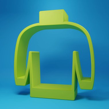 Mavi arkaplanda yeşil süveter simgesi izole edildi. Kazak ikonu. Kazak tabelası. Minimalizm kavramı. 3 Boyutlu resimleme.