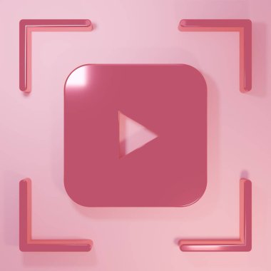 Pembe fotoğraf makinesi simgesi pembe arkaplanda izole edilmiş. Foto kamera. Dijital fotoğrafçılık. Minimalizm kavramı. 3 Boyutlu resimleme.