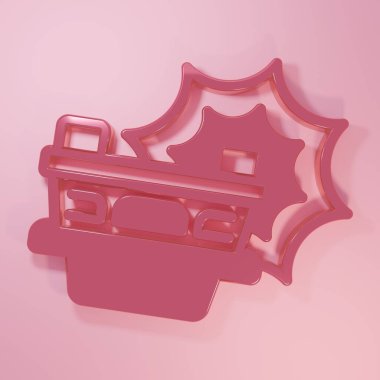 Pembe araba kazası ikonu pembe arka planda izole edilmiş. Sigorta konsepti. Güvenlik, güvenlik, koruma, konsept koruma. Minimalizm kavramı. 3 Boyutlu resimleme.