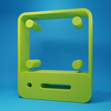 Green Financial growth increase icon isolated on blue background. Increasing revenue. Minimalism concept. 3D render illustration.