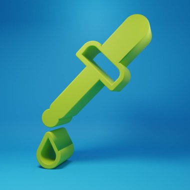 Green Molecule icon isolated on blue background. Structure of molecules in chemistry, science teachers innovative educational poster. Minimalism concept. 3D render illustration.