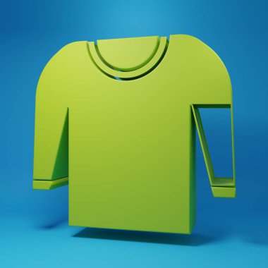 Mavi arkaplanda yeşil süveter simgesi izole edildi. Kazak ikonu. Minimalizm kavramı. 3 Boyutlu resimleme.