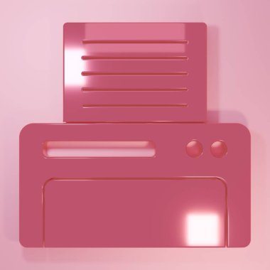 Pembe yazıcı simgesi pembe arkaplanda izole edilmiş. Minimalizm kavramı. 3 Boyutlu resimleme.