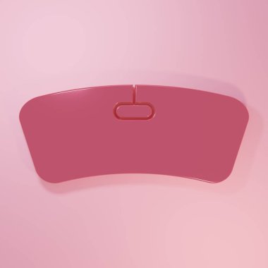 Pembe ön cam simgesi pembe arkaplanda izole edilmiş. Minimalizm kavramı. 3 Boyutlu resimleme.