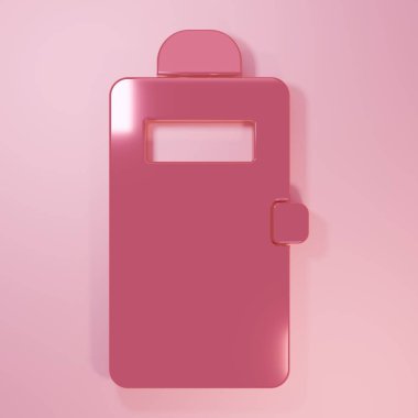 Pembe Polis saldırı kalkanı ikonu pembe arka planda izole edildi. Minimalizm kavramı. 3 Boyutlu resimleme.