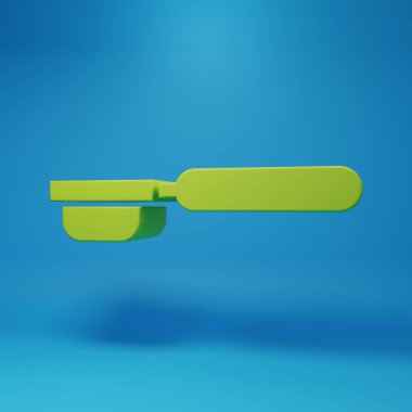 Yeşil Kahve filtre tutucu simgesi mavi arkaplanda izole edildi. Minimalizm kavramı. 3 Boyutlu resimleme.