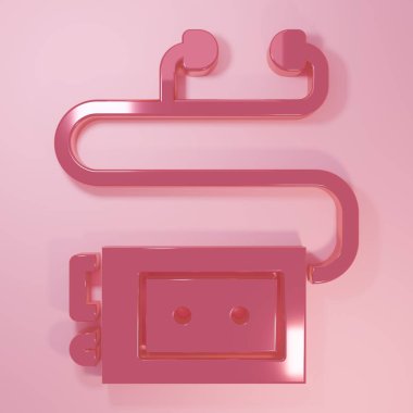 Pembe Müze ses rehberi simgesi pembe arkaplanda izole edilmiş. Gezintiler için kulaklık. Minimalizm kavramı. 3 Boyutlu resimleme.