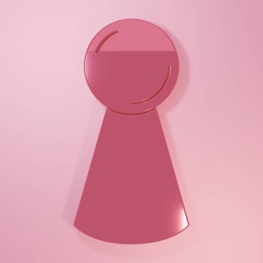 Masa oyunu simgesi için Pembe Çip pembe arka planda izole edildi. Minimalizm kavramı. 3 Boyutlu resimleme.