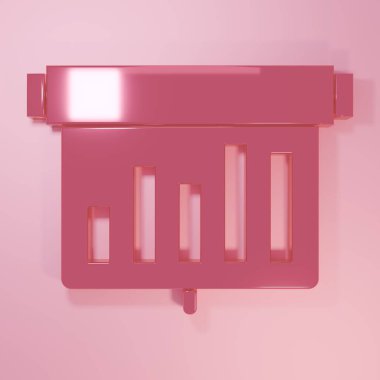 Pembe panoda pembe arkaplan üzerinde grafik çizelgesi simgesi var. Metin dosya simgesini rapor et. Muhasebe tabelası. Denetim, analiz, planlama. Minimalizm kavramı. 3 Boyutlu resimleme.