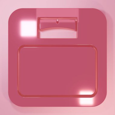 Pembe banyo ölçekli ikon pembe arka planda izole edilmiş. Ağırlık ölçme ekipmanı. Ağırlık ölçeği spor konsepti. Minimalizm kavramı. 3 Boyutlu resimleme.