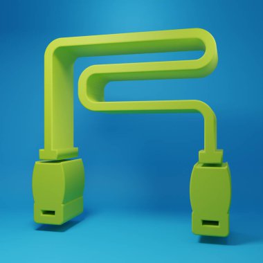 Green Jump rope icon isolated on blue background. Skipping rope. Sport equipment. Minimalism concept. 3D render illustration.