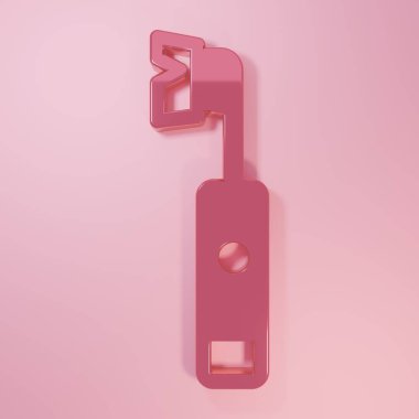 Pembe elektrikli diş fırçası ikonu pembe arka planda izole edilmiş. Minimalizm kavramı. 3 Boyutlu resimleme.