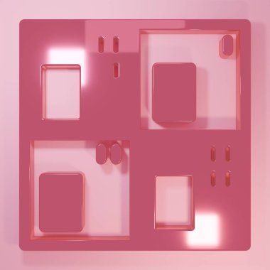 Pembe arkaplanda izole edilmiş element simgesinin pembe periyodik tablosu. Minimalizm kavramı. 3 Boyutlu resimleme.