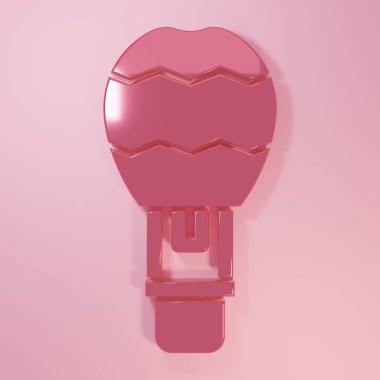 Pembe Sıcak Hava Balonu ikonu pembe arka planda izole edilmiş. Seyahat için hava taşımacılığı. Minimalizm kavramı. 3 Boyutlu resimleme.