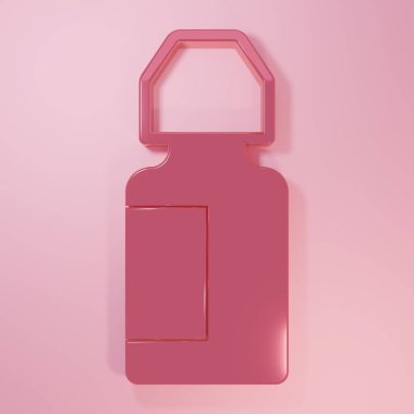 Pembe Göz şişesi ikonu pembe arka planda izole edilmiş. Minimalizm kavramı. 3 Boyutlu resimleme.