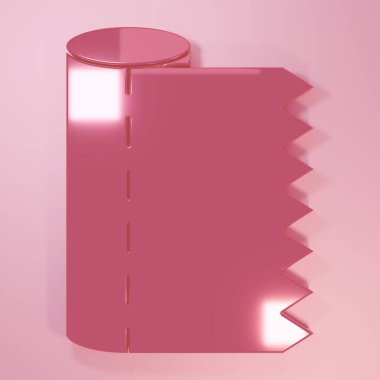 Pembe tekstil kumaş rulo ikonu pembe arka planda izole edilmiş. Yuvarlan, paspas, halı, halı, halı ya da kağıt rulo ikonu. Minimalizm kavramı. 3 Boyutlu resimleme.