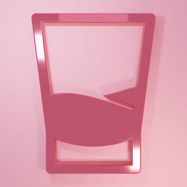 Pembe arka planda izole edilmiş votka ikonu. Minimalizm kavramı. 3 Boyutlu resimleme.