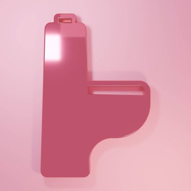 Pembe klozet ikonu pembe arka planda izole edilmiş. Minimalizm kavramı. 3 Boyutlu resimleme.
