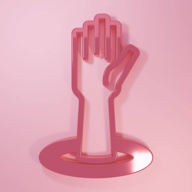 Pembe el simgesi pembe arka planda izole edilmiş. Minimalizm kavramı. 3 Boyutlu resimleme.