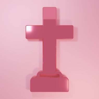 Pembe Adam, cenaze kederi simgesini pembe arka planda izole etti. Üzüntü, üzüntü, keder, ölüm duygusu. Minimalizm kavramı. 3 Boyutlu resimleme.