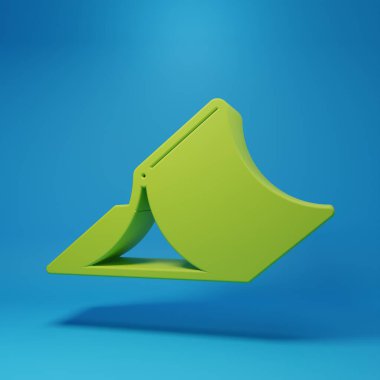 Yeşil Kaykay Parkı simgesi mavi arkaplanda izole edildi. Rampa seti, paten parkı için merdiven. Olağanüstü bir spor. Minimalizm kavramı. 3 Boyutlu resimleme.