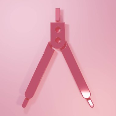 Pembe Çizim pusula simgesi pembe arkaplanda izole edildi. Pusula işareti. Çizim ve eğitim araçları. Geometrik alet. Minimalizm kavramı. 3 Boyutlu resimleme.