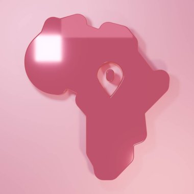 Pembe Afrika Haritası simgesi pembe arka planda izole edilmiş. Minimalizm kavramı. 3 Boyutlu resimleme.