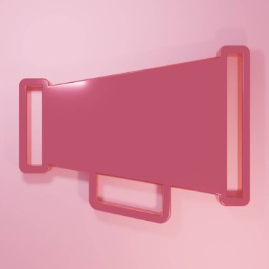 Pembe megafon simgesi pembe arkaplanda izole edilmiş. Sözcü işareti. Minimalizm kavramı. 3 Boyutlu resimleme.