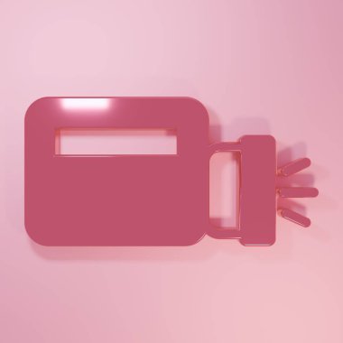 Pembe el feneri simgesi pembe arkaplanda izole edilmiş. Minimalizm kavramı. 3 Boyutlu resimleme.