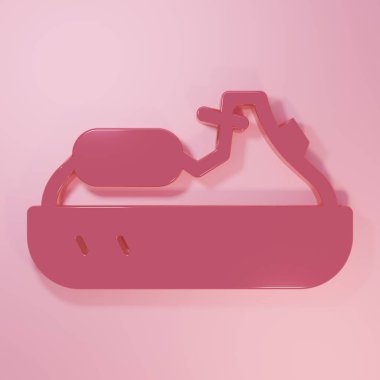 Pembe Jet kayak ikonu pembe arka planda izole edilmiş. Su motoru. Olağanüstü bir spor. Minimalizm kavramı. 3 Boyutlu resimleme.