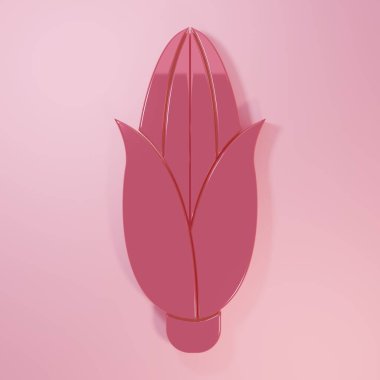 Pembe Mısır simgesi pembe arkaplanda izole edilmiş. Minimalizm kavramı. 3 Boyutlu resimleme.