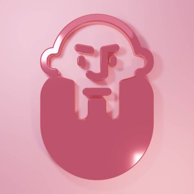 Pembe Viking baş simgesi pembe arka planda izole edilmiş. Minimalizm kavramı. 3 Boyutlu resimleme.