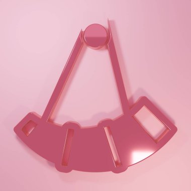 Pembe avcılık boynuzu simgesi pembe arka planda izole edilmiş. Minimalizm kavramı. 3 Boyutlu resimleme.