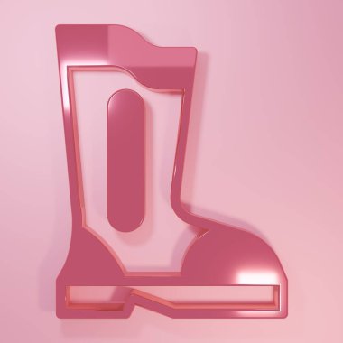 Pembe Ateş çizmeleri ikonu pembe arka planda izole edilmiş. Minimalizm kavramı. 3 Boyutlu resimleme.