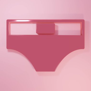 Pembe Adam iç çamaşırı ikonu pembe arka planda izole edilmiş. Erkek iç çamaşırı. Minimalizm kavramı. 3 Boyutlu resimleme.