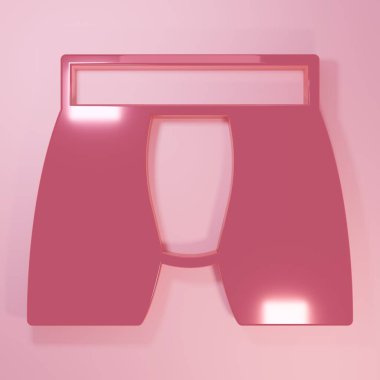 Pembe Adam iç çamaşırı ikonu pembe arka planda izole edilmiş. Erkek iç çamaşırı. Minimalizm kavramı. 3 Boyutlu resimleme.