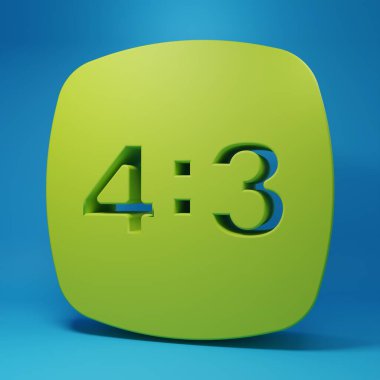 Green Photo camera icon isolated on blue background. Foto camera. Digital photography. Minimalism concept. 3D render illustration.