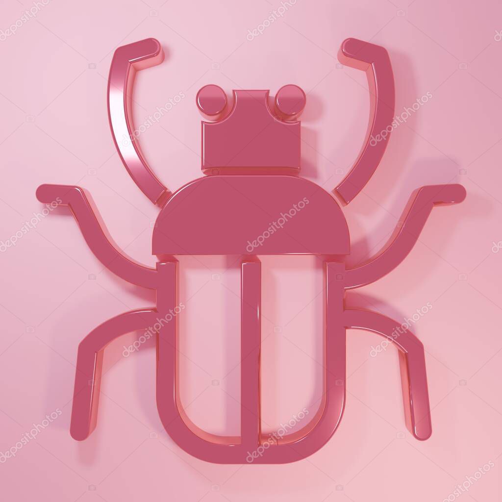 Pink Stink bug icon isolated on pink background. Minimalism concept. 3D render illustration.