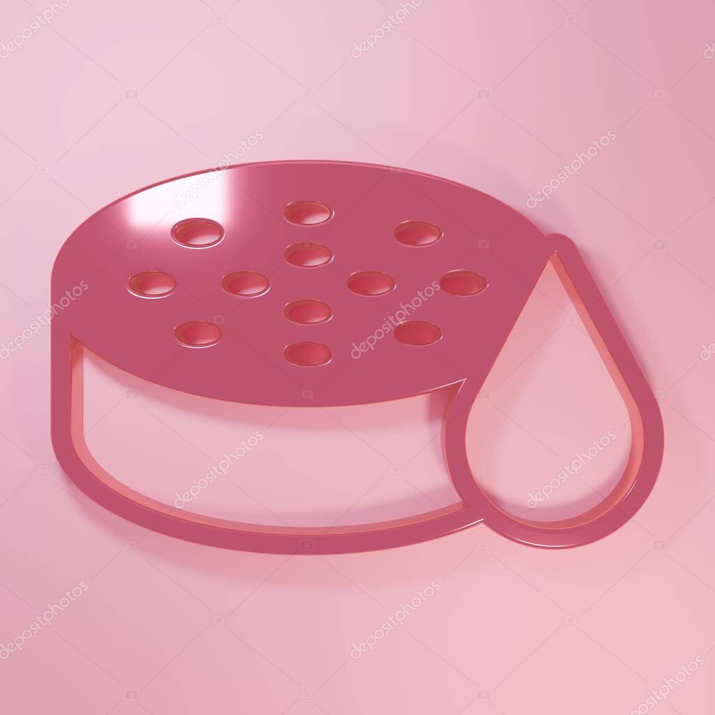 Pink Water sensor icon isolated on pink background. Minimalism concept. 3D render illustration.