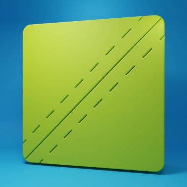 Yeşil Dikiş Deseni simgesi mavi arkaplanda izole edildi. Dikiş için işaretler. Minimalizm kavramı. 3 Boyutlu resimleme.