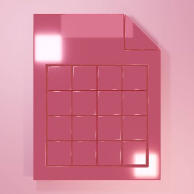Pembe Dosya belgesi simgesi pembe arkaplanda izole edildi. Kontrol listesi simgesi. İş konsepti. Minimalizm kavramı. 3 Boyutlu resimleme.
