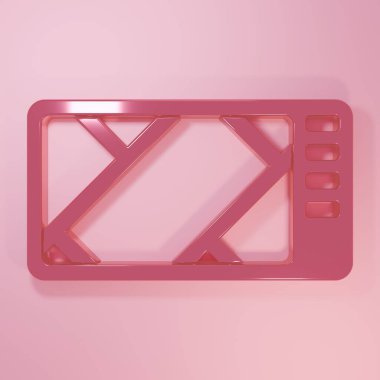 Pembe GPS cihazı ve pembe arka planda izole edilmiş harita simgesi. Minimalizm kavramı. 3 Boyutlu resimleme.