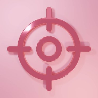 Pembe Hedef spor ikonu pembe arka planda izole edildi. Atış mesafesi ya da atış mesafesi için sayıları olan temiz bir hedef. Minimalizm kavramı. 3 Boyutlu resimleme.