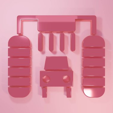 Pembe araba yıkama ikonu pembe arka planda izole edilmiş. Araba yıkama ve su bulutu ikonu. Minimalizm kavramı. 3 Boyutlu resimleme.