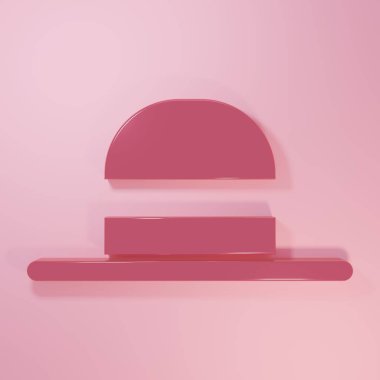 Pembe zarif kadın şapkası ikonu pembe arka planda izole edilmiş. Minimalizm kavramı. 3 Boyutlu resimleme.