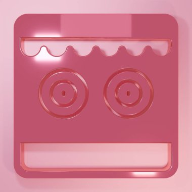 Pembe çekim galerisi ikonu pembe arka planda izole edilmiş. Minimalizm kavramı. 3 Boyutlu resimleme.